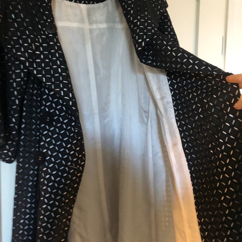 Navy Embroidered Eyelet pea coat - Picture 4 of 8
